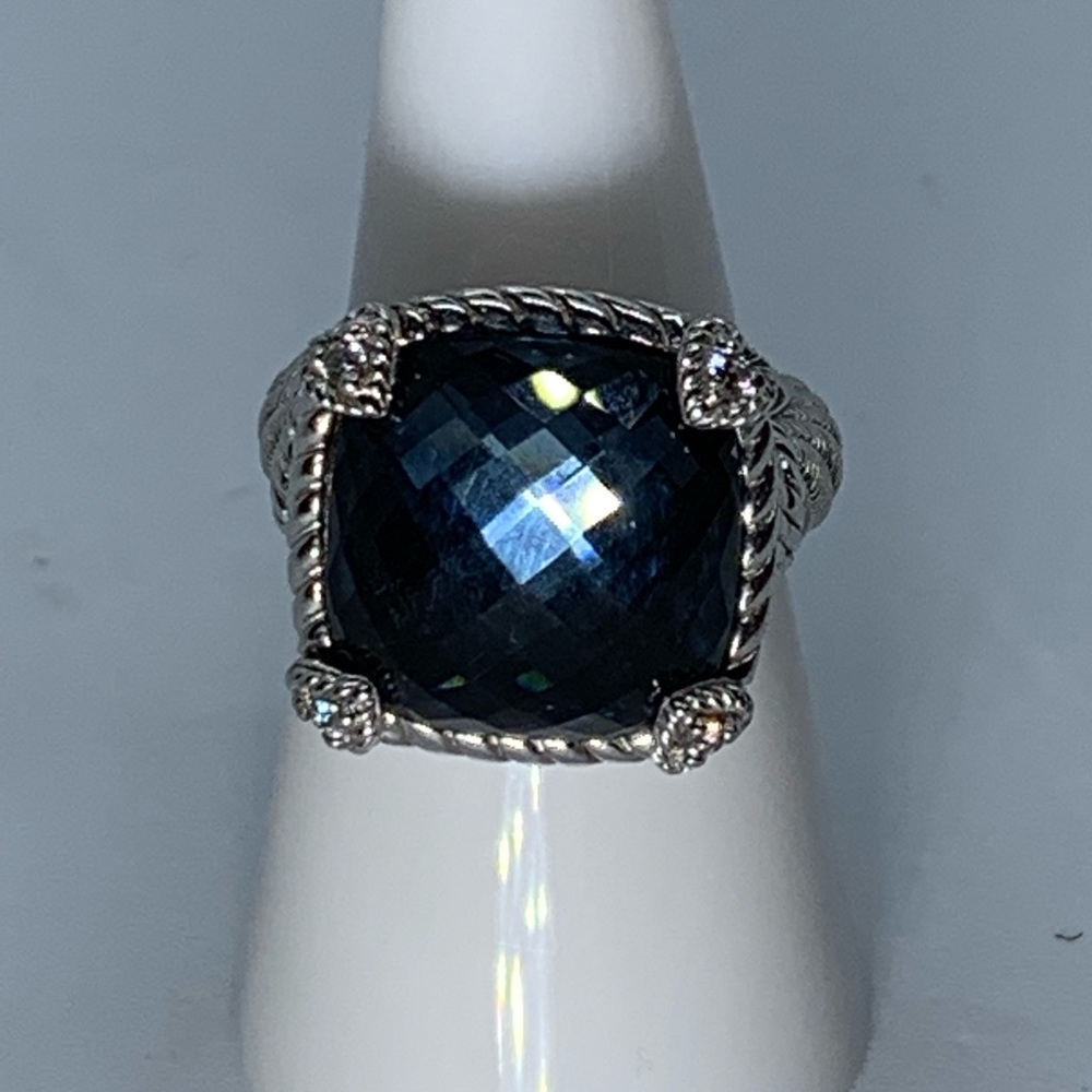 JUDITH RIPKA BLUE RING HEMATITE DOUBLET Sz 7